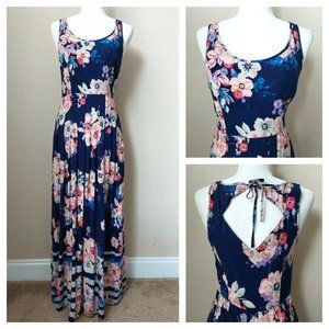 LC Lauren Conrad Sz 6 Blue Floral Sleeveless Maxi